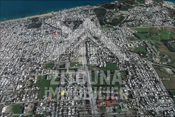 A vendre un terrain de 281 m² à La Marsa