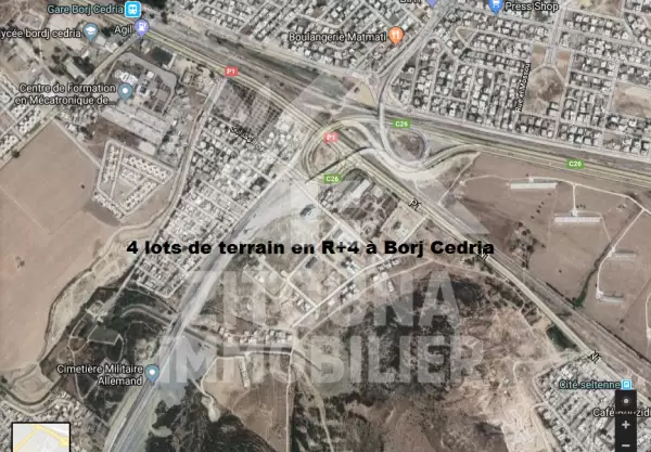A vendre 4 lots de terrain en R+4 à Borj Cedria
