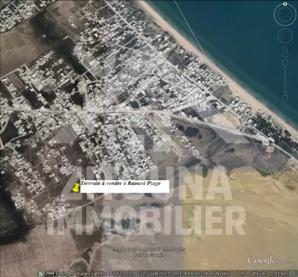 A vendre un terrain dans la zone touristique de Raoued Plage